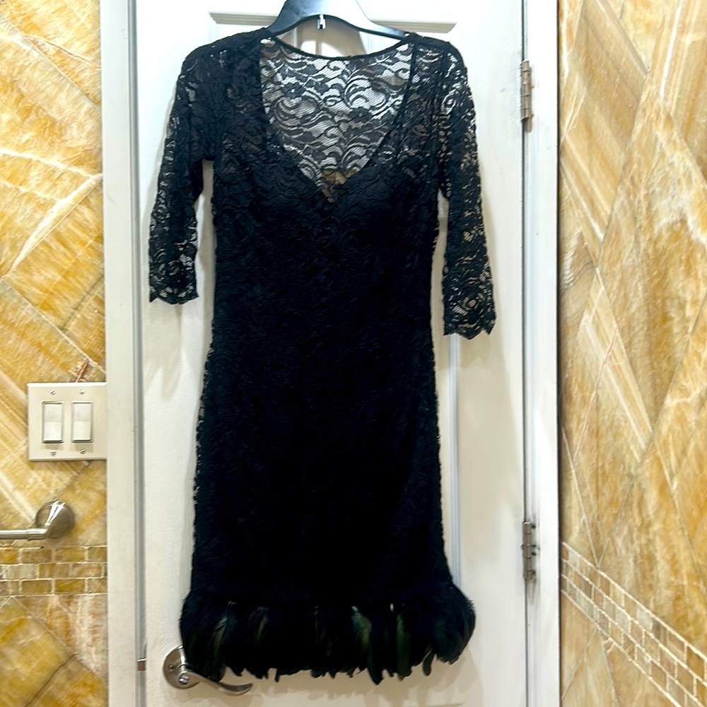 Aidan Mattox black long sleeve dress